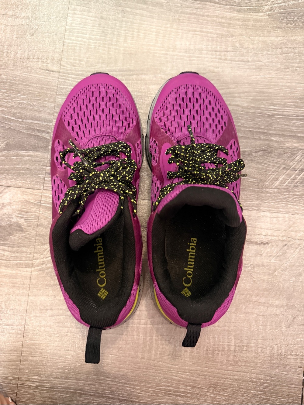 Columbia Women's Magenta Athletic Sneakers with Black/Yellow Laces